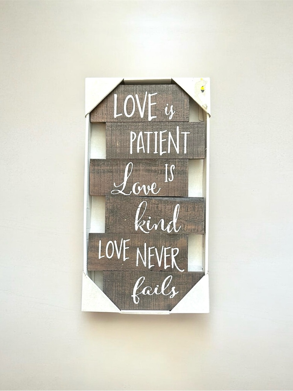 Rustic Brown 'Love is Patient' Wall Sign by